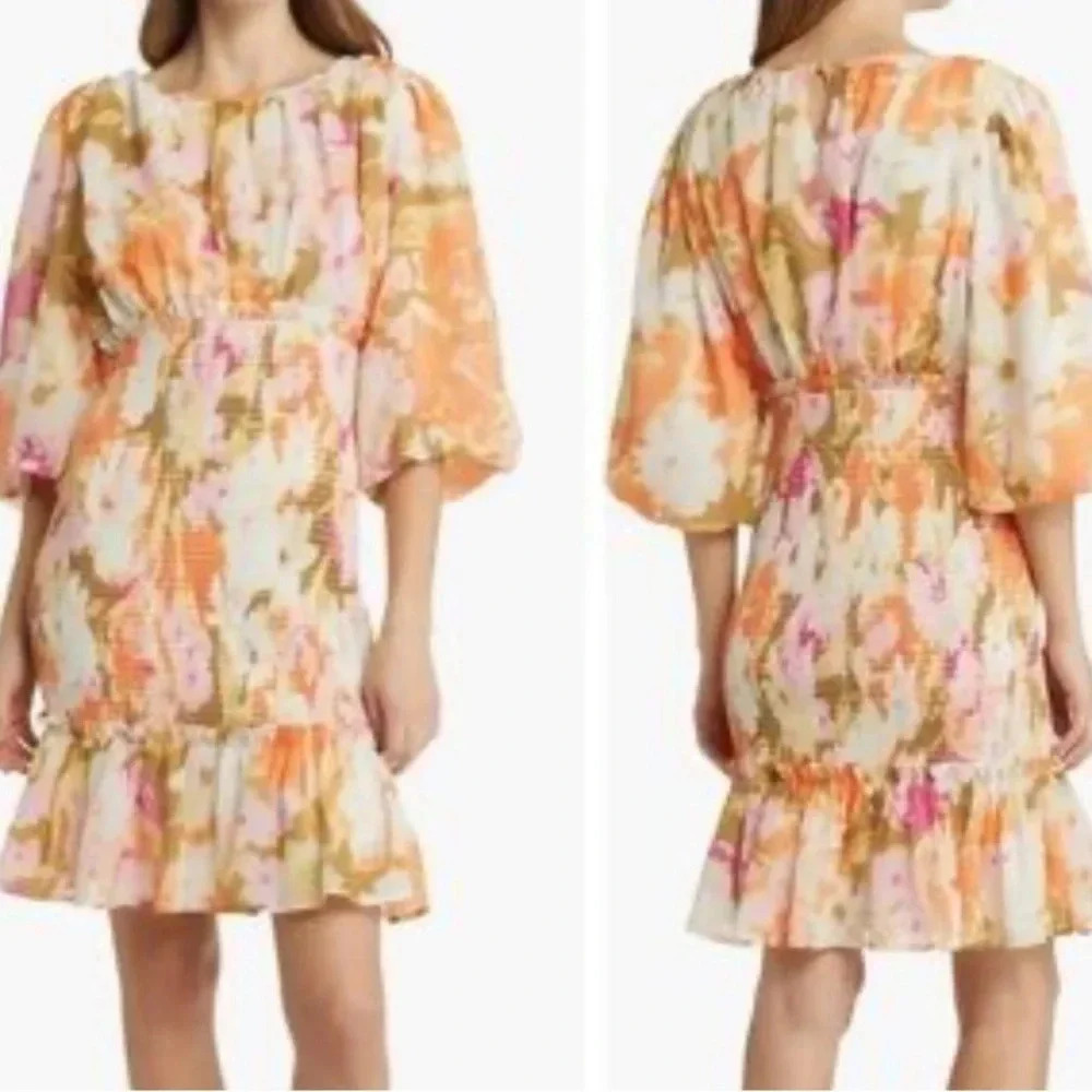Rachel Parcell Smocked Floral Spring Fling Smocked‎ Dress Size XS NWOT